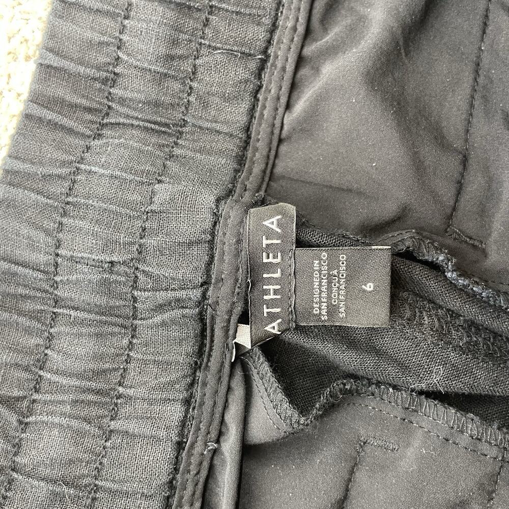 Athleta Women Pants 6 Cabo Linen Wide Leg Pant Black Elastic Waist 30 Inseam 2-0 - Picture 5 of 10